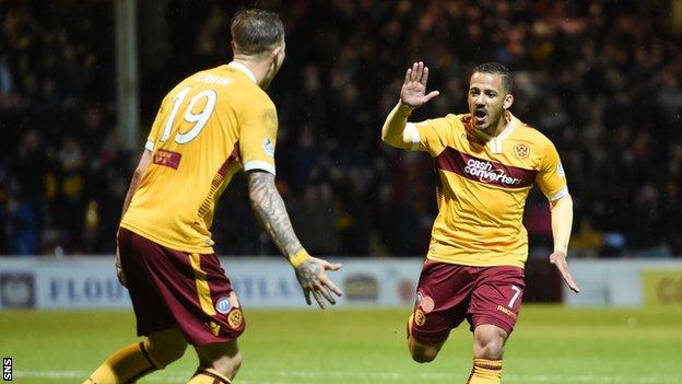 Motherwell's Lionel Ainsworth celebrates having put his side 3-1 ahead