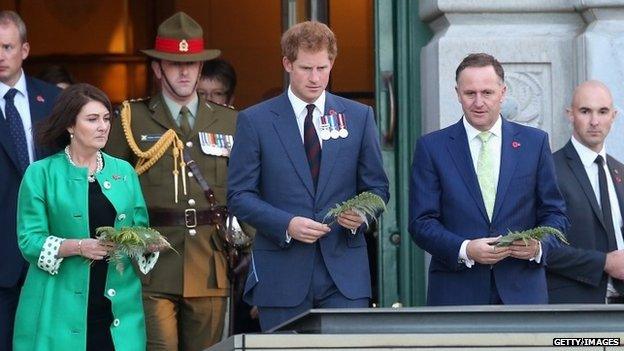 Prince Harry, New Zealand Prime Minister John Key and Bronagh Key