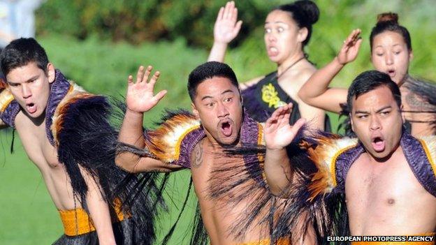 The Maori Cultural group welcome Prince Harry