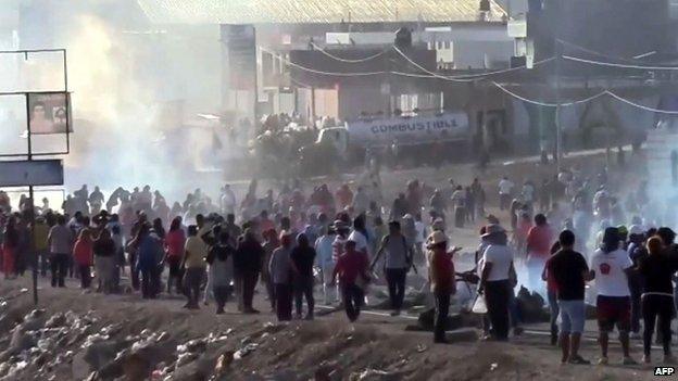 Protest in the city of Moquegua