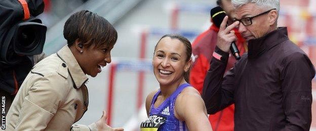 Jessica Ennis-Hill with Denise Lewis (left)