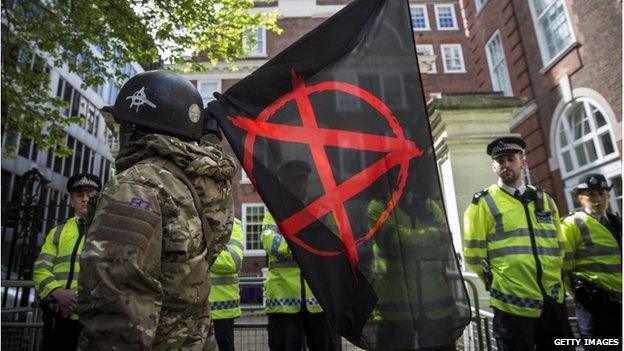 Protester in Westminster