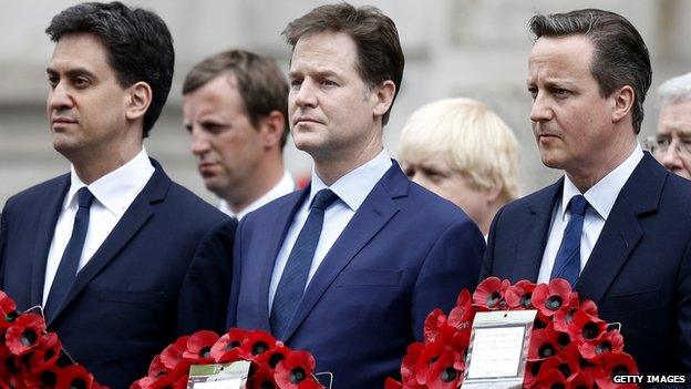 Ed Miliband, Nick Clegg, and David Cameron