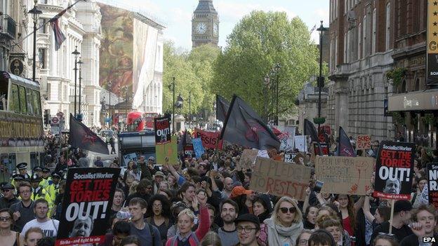 Protesters in Westminster