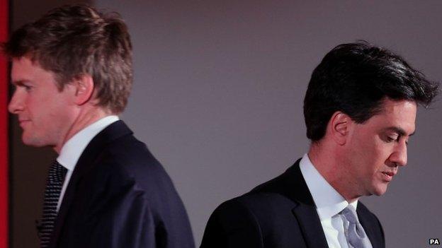 Tristram Hunt and Ed Miliband during the election campaign