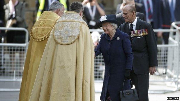 The Queen greets the Dean of Westminster