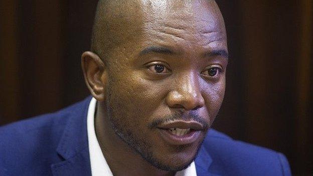 Mmusi Maimane, Parliamentary leader of the official opposition Democratic Alliance (DA), addresses a press conference on February 13, 2015, in Cape Town