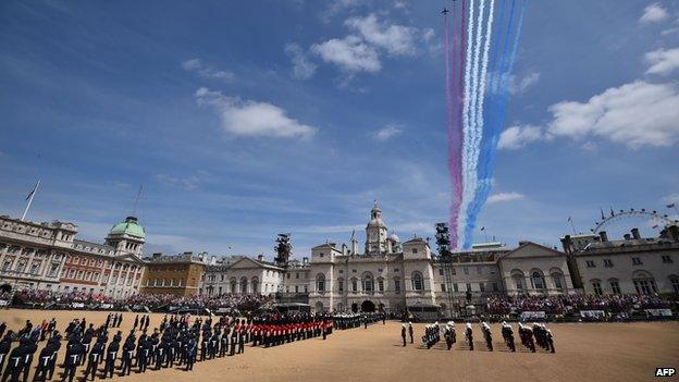 Veterans and military muster on Horseguards Parade