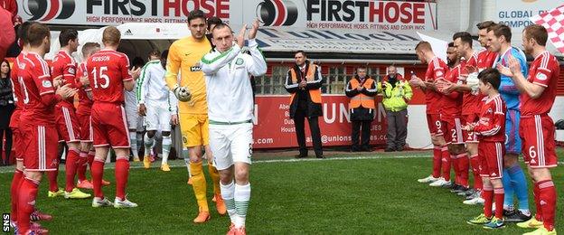 Aberdeen players gave Celtic a guard of honour before the match after they were confirmed as champions