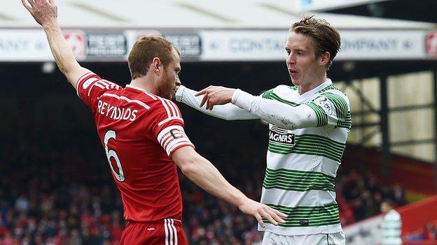 Aberdeen's Mark Reynolds (left) and Celtic's Stefan Johansen