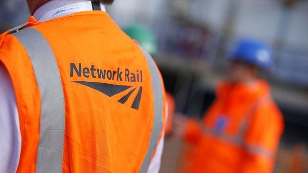 Workers wearing Network Rail vests