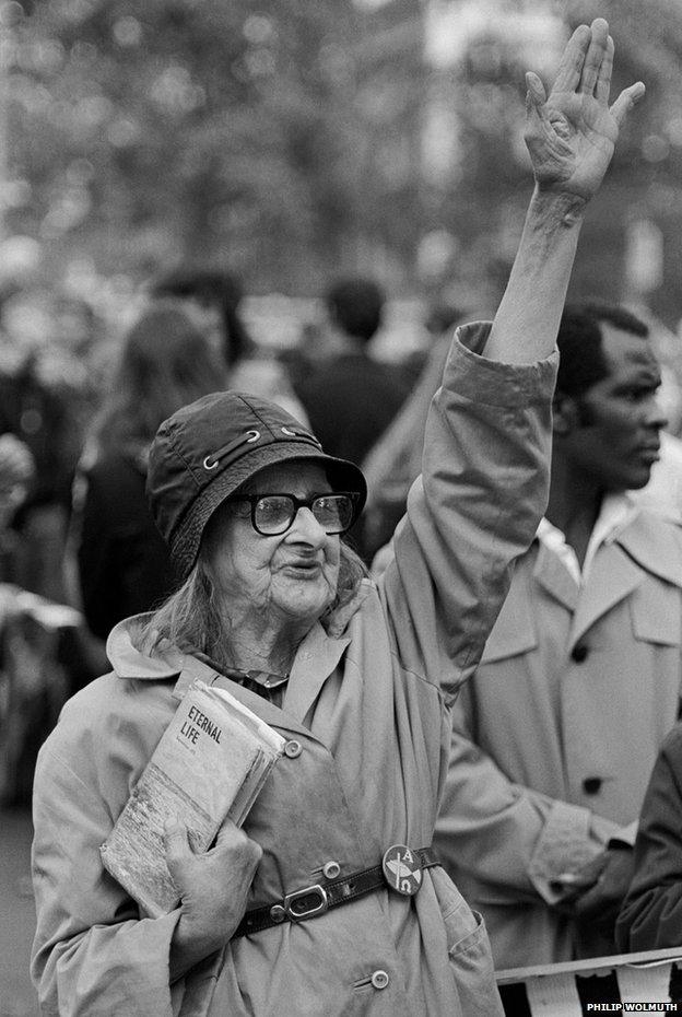 Eternal Life. Speakers Corner, Hyde Park, London, July 1978