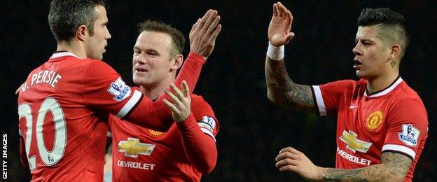 Robin van Persie, Wayne Rooney and Marcos Rojo