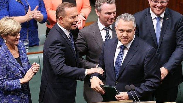 Julie Bishop, Tony Abbott, Joe Hockey and other Australian government ministers in Parliament