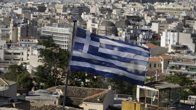 Athens with Greek flag