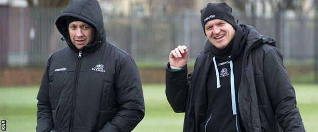 Matt Taylor and Gregor Townsend at Glasgow Warriors training