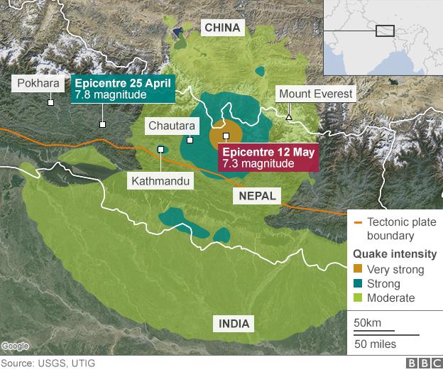 Quake map showing plate boundary