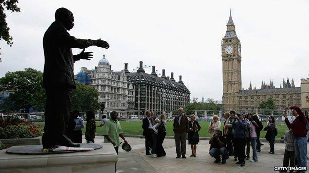 Nelson Mandela statue in Parliament Square