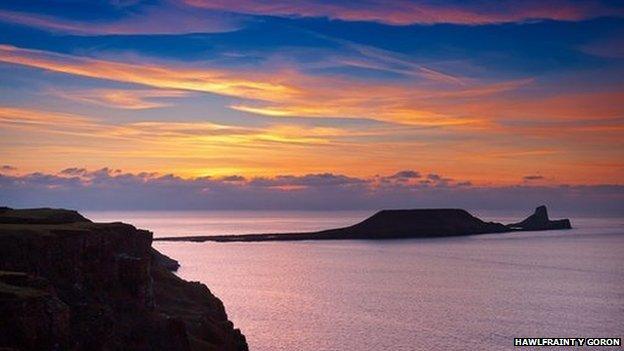 Machlud dros Ynys Weryn (Worm's Head), Rhosili