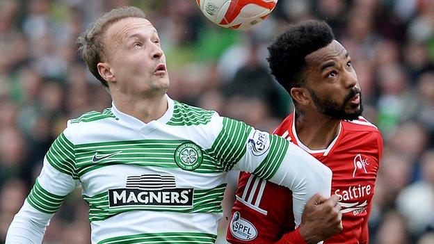 Celtic's Leigh Griffiths and Aberdeen's Shay Logan