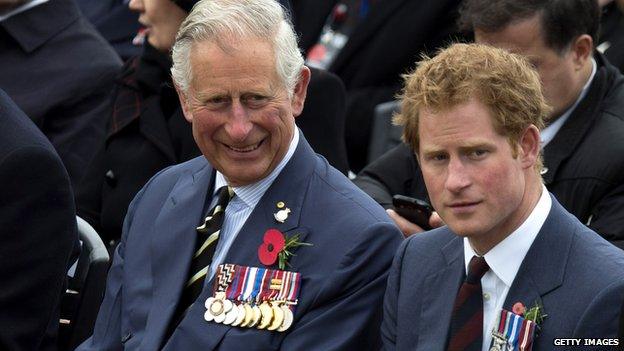 Prince Charles with his son Prince Harry