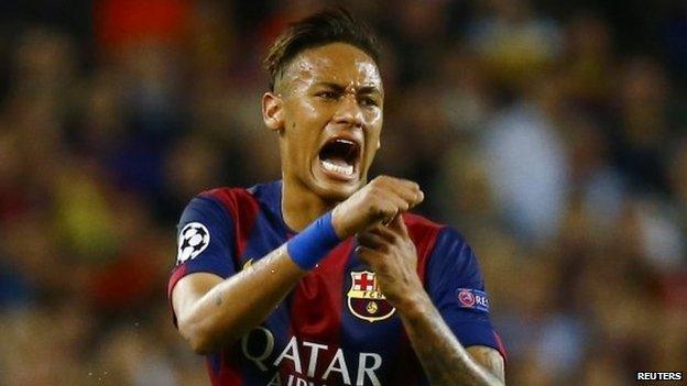 Barcelona"s Neymar in match against Bayern Munich - 6 May 2015