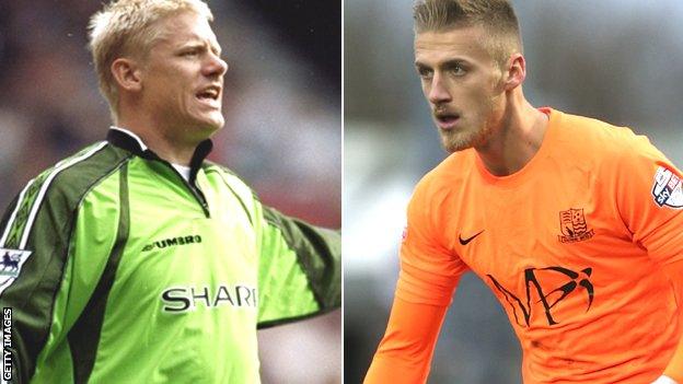 Peter Schmeichel and Daniel Bentley