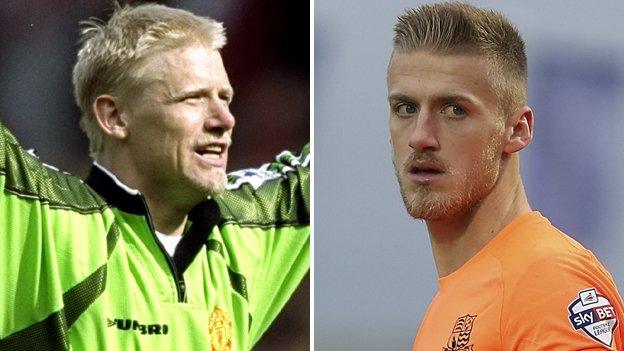 Peter Schmeichel and Daniel Bentley