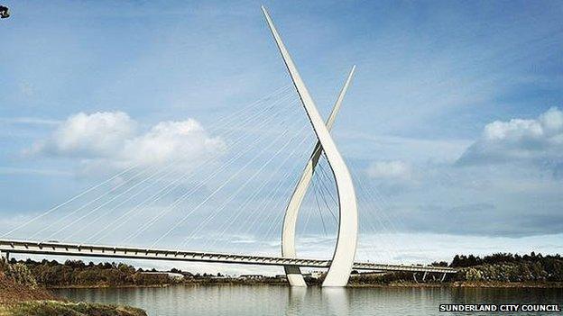 Artist's impression of new River Wear crossing