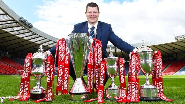 SPFL chief executive Neil Doncaster announced the Scottish Professional Football League's new two-year sponsorship deal with bookmakers Ladbrokes