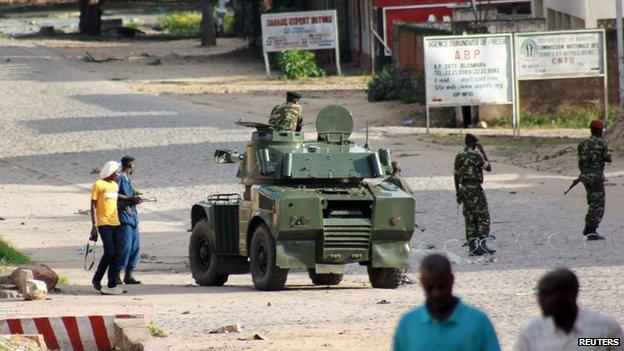 Troops on the streets of Bujumbura. 13 May 2015