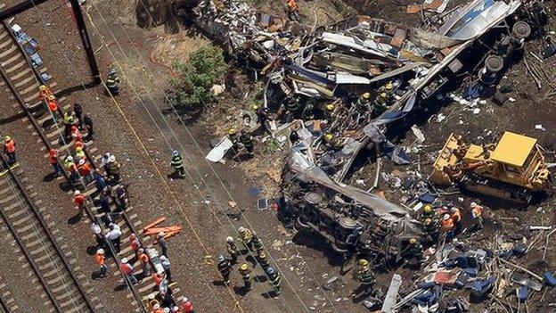 Wreckage from the derailed train