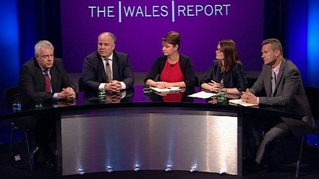 Party leaders: Carwyn Jones, Andrew RT Davies, Leanne Wood, Kirsty Williams and Nathan Gill