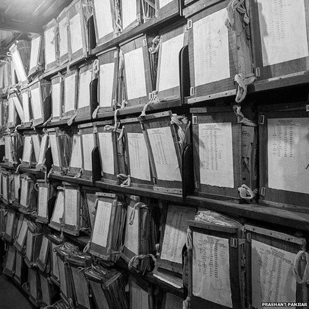 Boxes in the main records room of Patna High Court