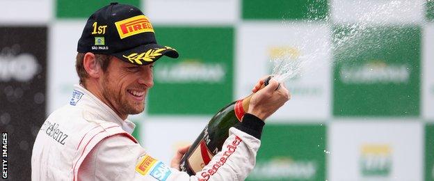 Jenson Button wins the 2012 Brazilian Grand Prix