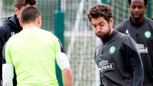 Celtic midfielder Charlie Mulgrew in training of Thursday