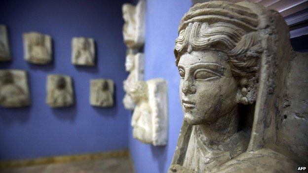 Sculptures found at Palmyra found at the museum in Tadmur (2014)