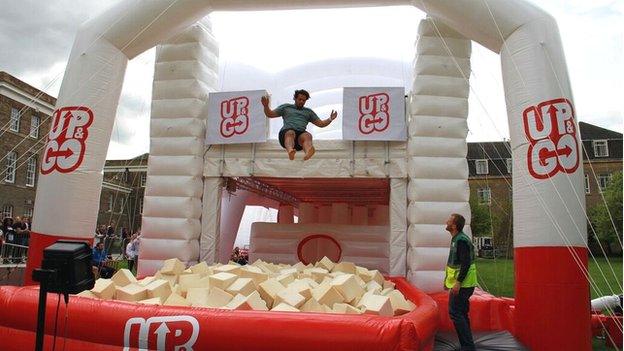 Bouncy castle at Leicester