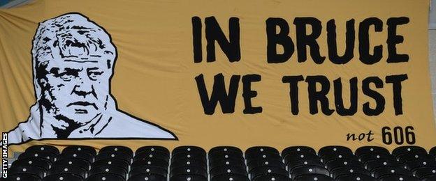 A Hull City banner at last weekend's game versus Burnley in support of Steve Bruce