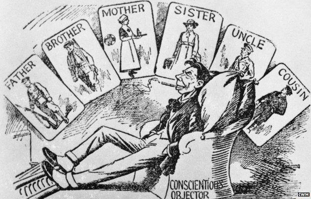 Postcard by Frank Holland from First World War period depicting a conscientious objector