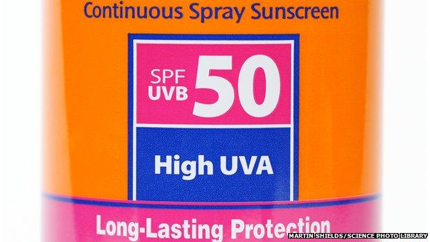 Label on a sunscreen