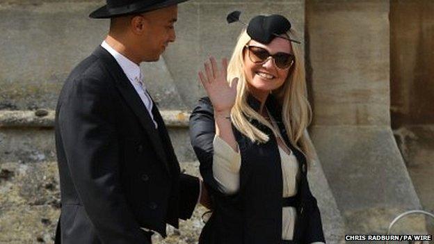 Jade Jones and Emma Bunton (right) attending the wedding of Spice Girl Geri Halliwell