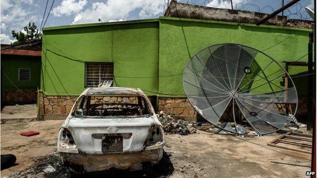 Offices of independent radio station African Public Radio in Bujumbura, 15 May 2015