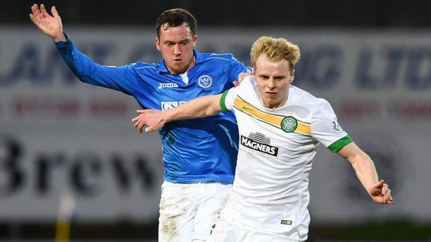 St Johnstone's Danny Swanson (left) and Celtic's Gary Mackay-Steven