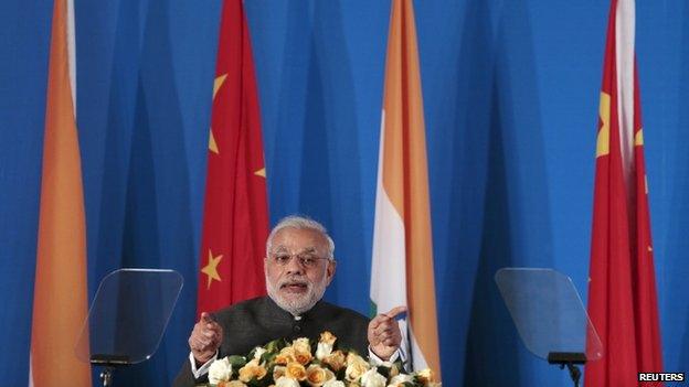 Indian PM Narendra Modi at the India-China Business Forum in Shanghai 16 May 2015