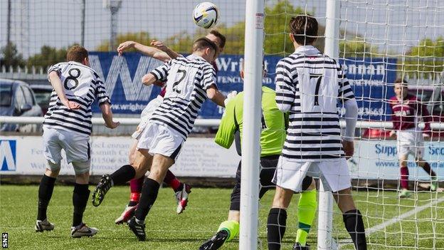 Colin McMenamin scores for Stenhousemuir against Queen's Park