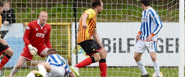 Conrad Balatoni scores for Partick Thistle against Kilmarnock