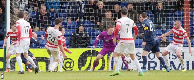 Liam Boyce scores for Ross County against Hamilton Academical