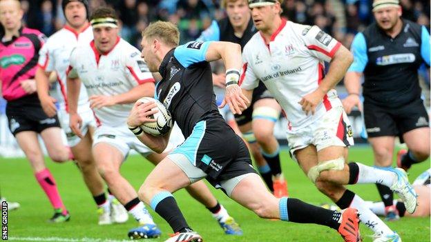 Man-of-the-match Finn Russell ran in two tries for Glasgow