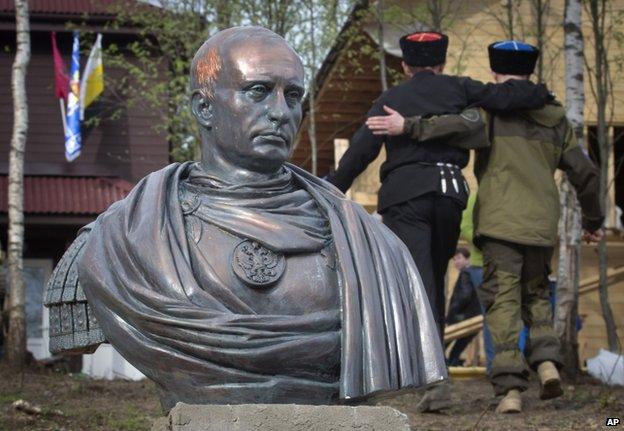 Bust of Vladimir Putin unveiled in the village of Kasimovo near St Petersburg, 16 May